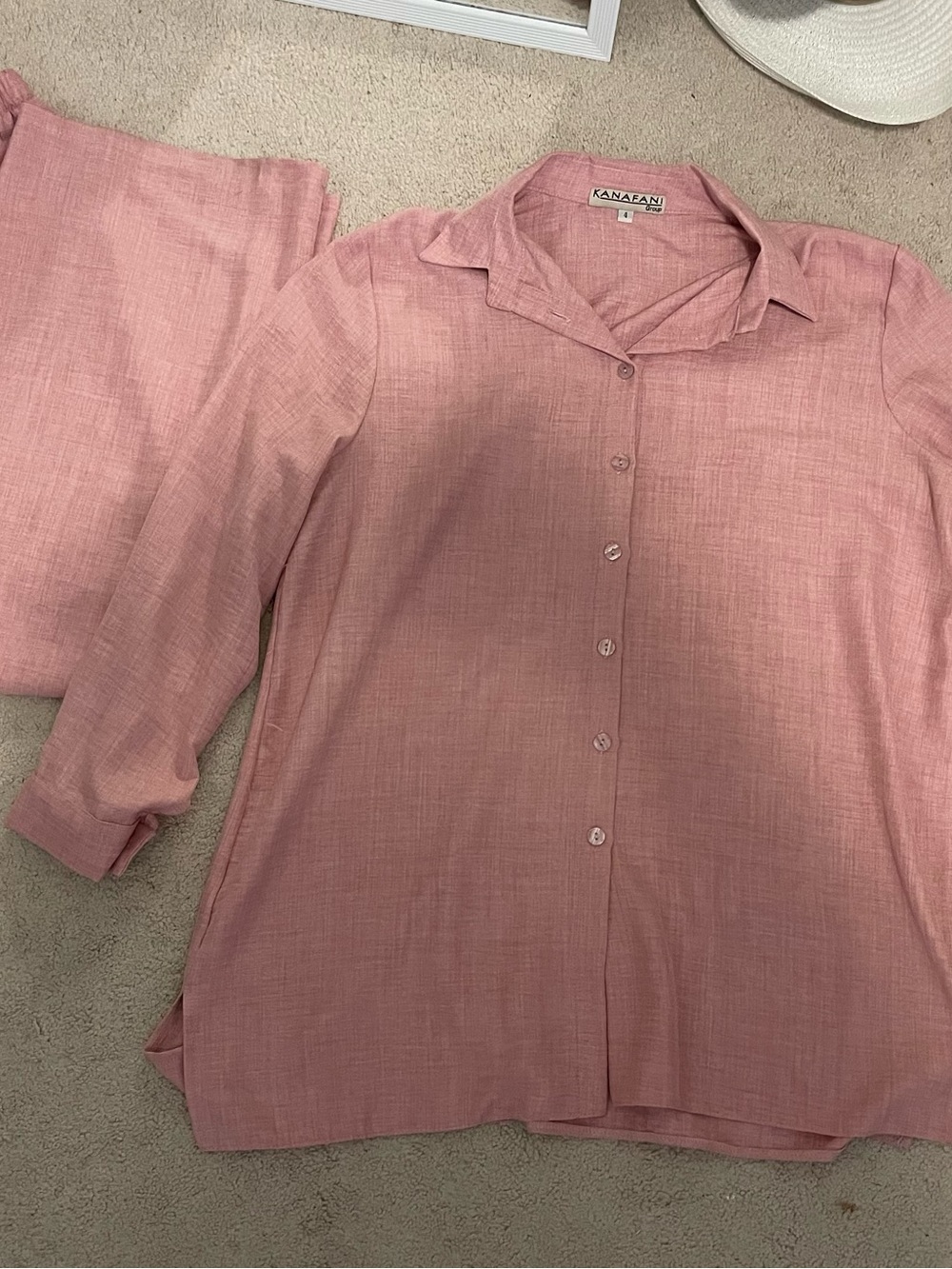 Women's Pink Button-Front Set - Picture 2 of 6